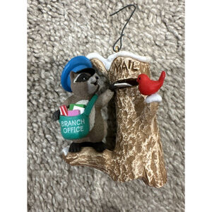 Vintage Hallmark Racoon Postman Cardinal Ornament 1989
